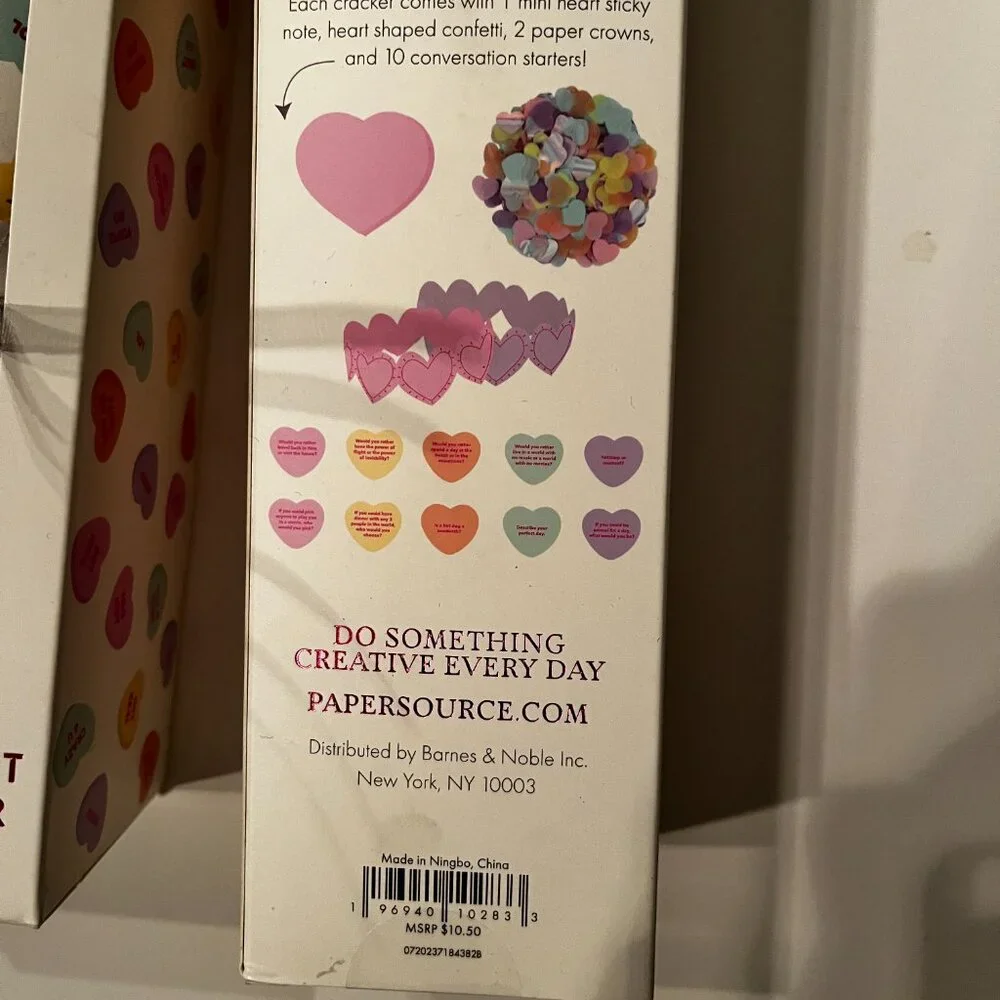 Valentine Conversation Heart Crackers Set of 3 by Paper‎ Source (New)